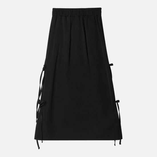 SIDE RIBBON SNOW SKIRT BLACK