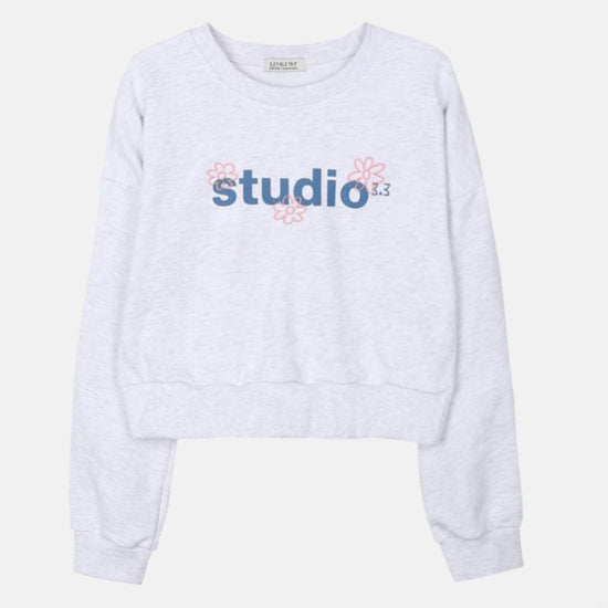 FLOWER CROP SWEATSHIRT MELANGE IVORY