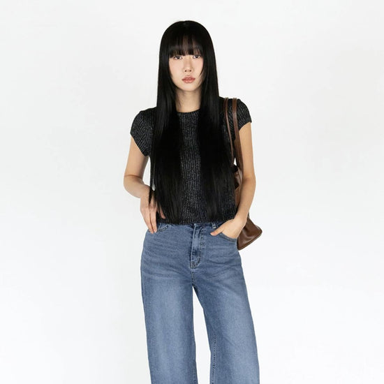 VERTICAL LINE LABEL T-SHIRT BLACK