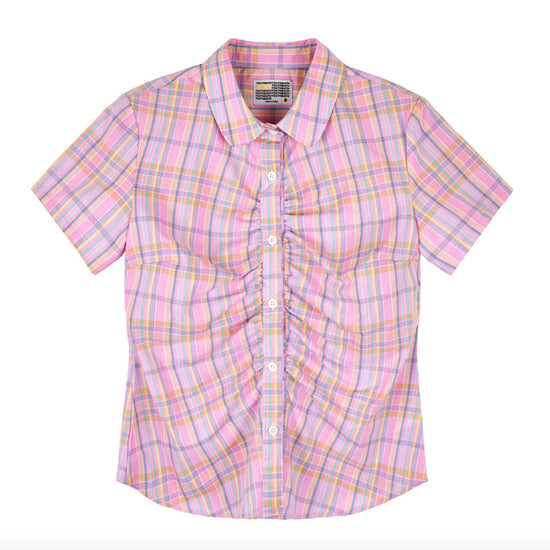 CHECK SHIRRING SHIRT PINK