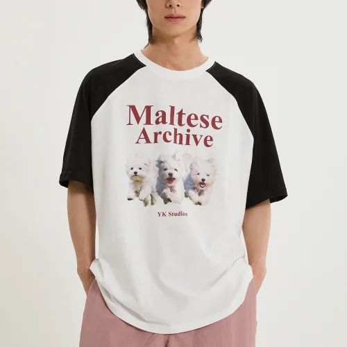 MALTESE ARCHIVE RAGLAN HALF SLEEVE T-SHIRT IVORY