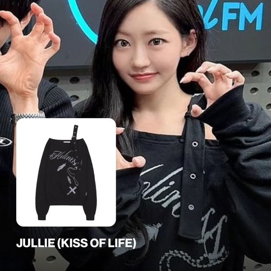 ONE-SHOULDER BUCKLE SWEATSHIRT BLACK