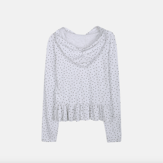 STELLA RUFFLE HOODIE T-SHIRT MELANGE IVORY