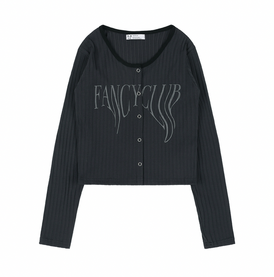 TYPO BASIC LOGO CARDIGAN BLACK