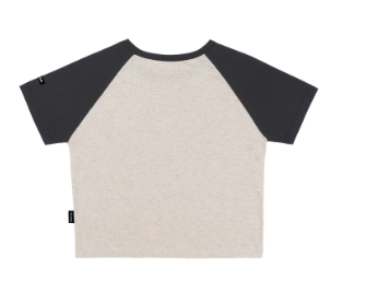 ROUGH RAGLAN CROP TEE CHARCOAL