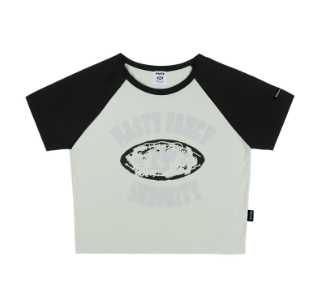 ROUGH RAGLAN CROP TEE BLACK