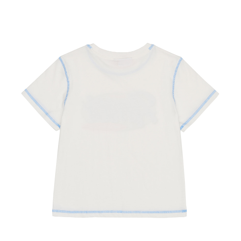 COLOR STITCH CROP TEE WHITE