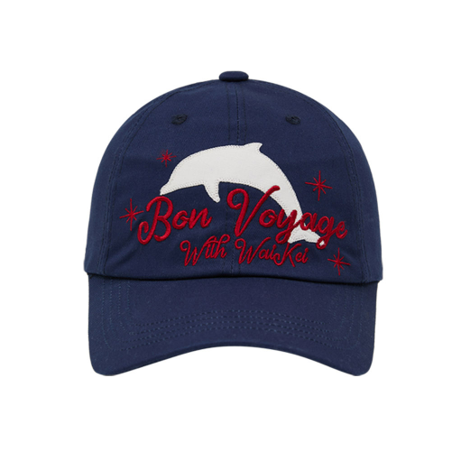 BON VOYAGE DOLPHIN APPLIQUE BALL CAP NAVY