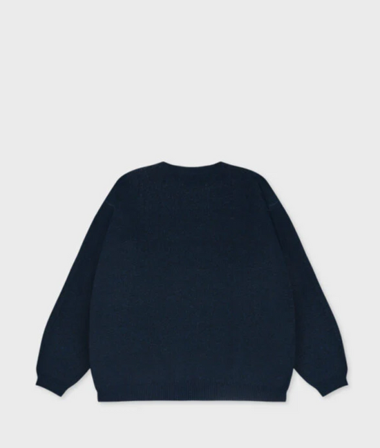 ALAND A LOGO JACQUARD KNIT PULLOVER NAVY