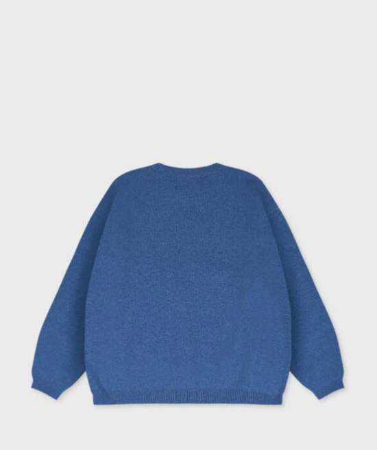 ALAND A LOGO JACQUARD KNIT PULLOVER BLUE