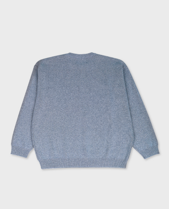 ALAND FISH LOGO JACQUARD KNIT PULLOVER DUST BLUE