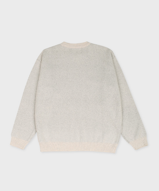 ALAND FISH LOGO JACQUARD KNIT PULLOVER CREAM