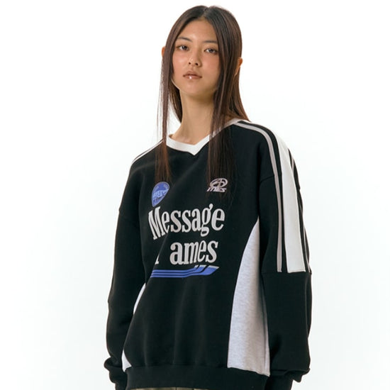 V NECK UNIFORM SWEATSHIRT BLACK