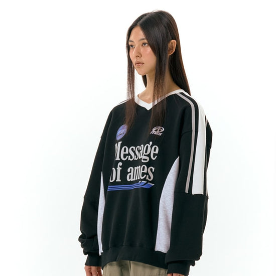 V NECK UNIFORM SWEATSHIRT BLACK