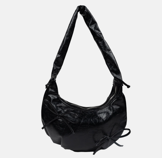 CRACK RIBBON SHOULDER BAG BLACK