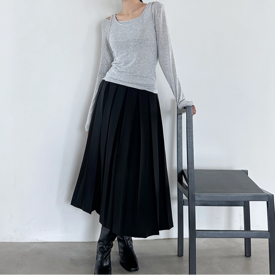 RELAXED LAYERED T-SHIRT MELANGE GREY