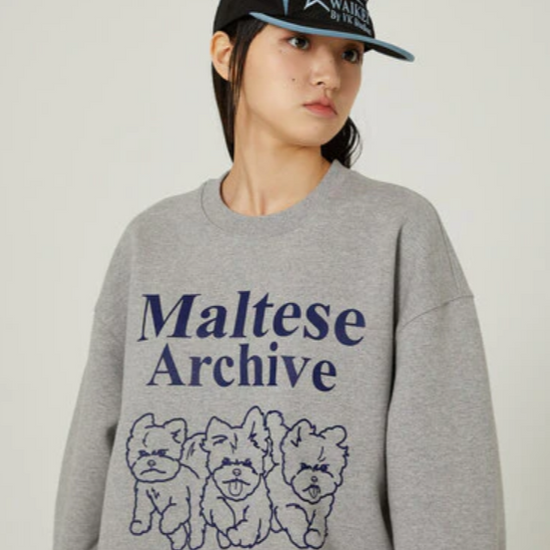 MALTESE ARCHIVE LINE GRAPHIC SWEATSHIRTS LIGHT GREY