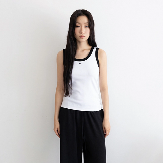 COLOR BLOCK LOGO SLEEVELESS IVORY