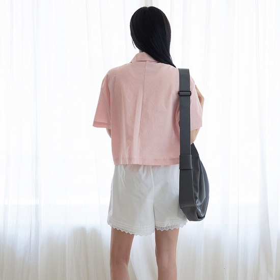 POCKET OPEN COLLAR SHIRT LIGHT PINK