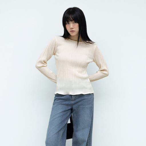 STEADY PLEATS BLOUSE IVORY