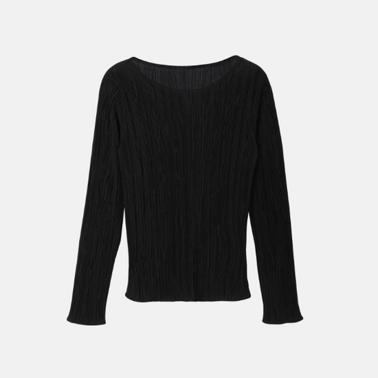 STEADY PLEATS BLOUSE BLACK