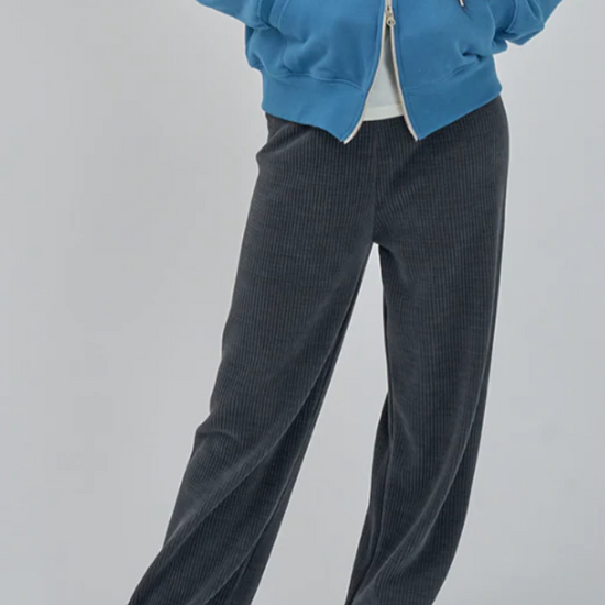 CORDUROY BANDING WIDE PANTS CHARCOAL