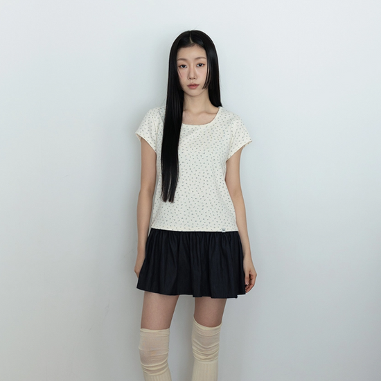 CAP SLEEVE PUNCHED T-SHIRT IVORY