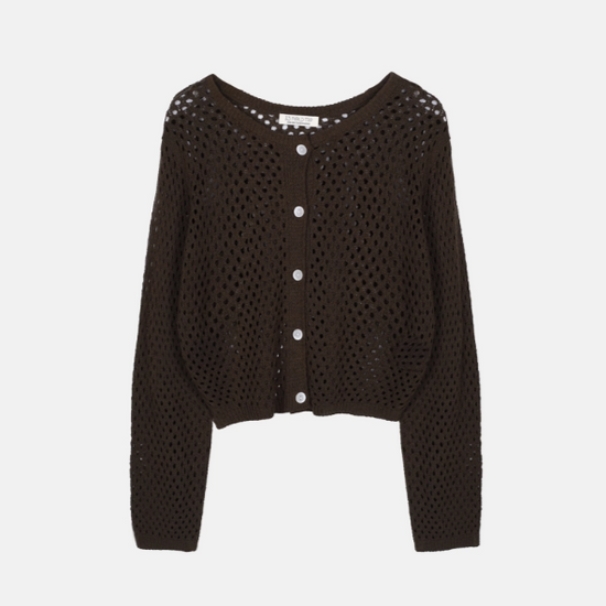 SKASHI BUTTON CARDIGAN BROWN