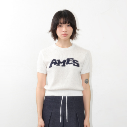 HAIRY LOGO SHORTSLEEVE KNIT IVORY