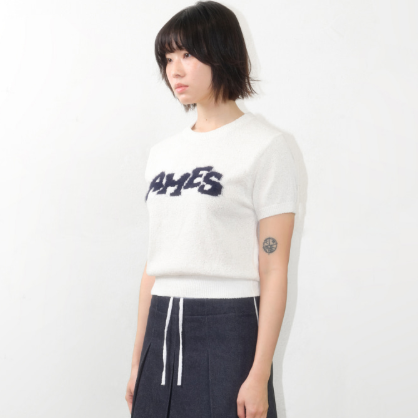 HAIRY LOGO SHORTSLEEVE KNIT IVORY
