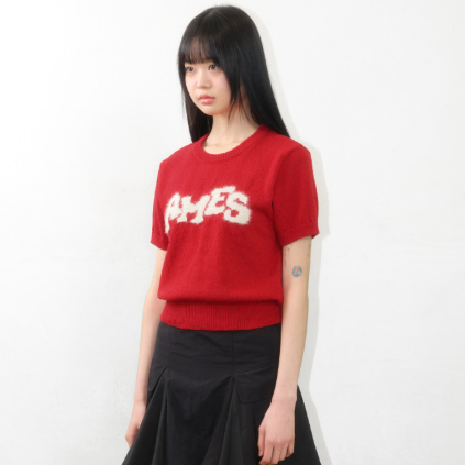 HAIRY LOGO SHORTSLEEVE KNIT RED