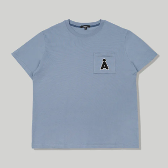 ALAND A LOGO BOUCLE POCKET TEE MELANGE BLUE