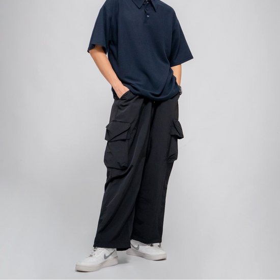 MEN'S LIGHT SHELL NYLON UTILITY PANTS BLACK