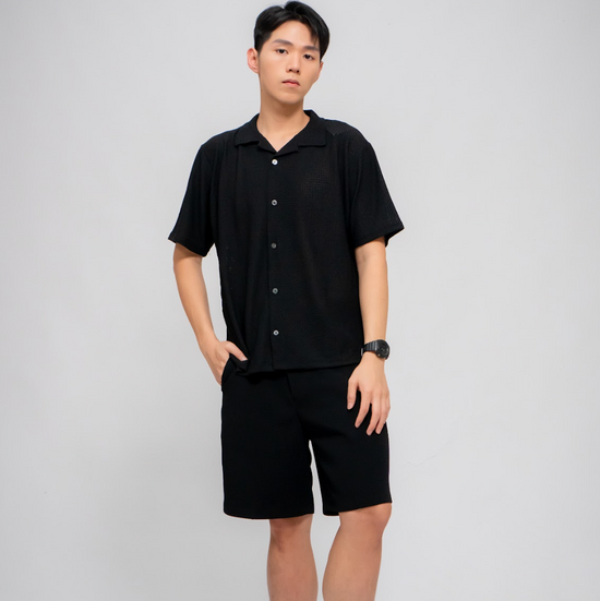 MEN'S LINEN BLEND SHIRT BLACK