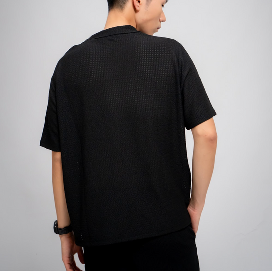 MEN'S LINEN BLEND SHIRT BLACK