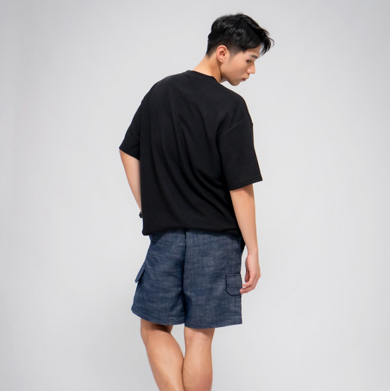 MEN'S LINEN BLEND SHORTS DARK BLUE
