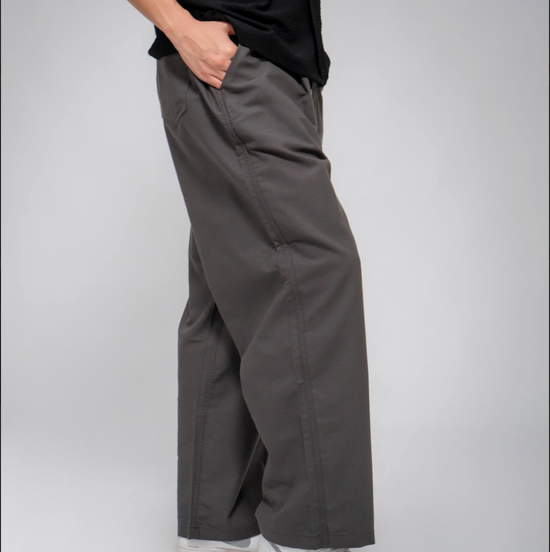 MEN'S LINEN BLEND WIDE PANTS CHARCOAL