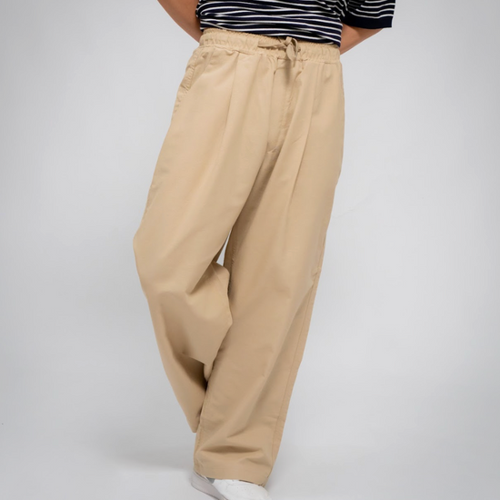 MEN'S LINEN BLEND WIDE PANTS BEIGE