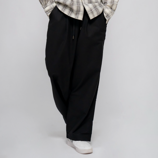 MEN'S LINEN BLEND WIDE PANTS BLACK