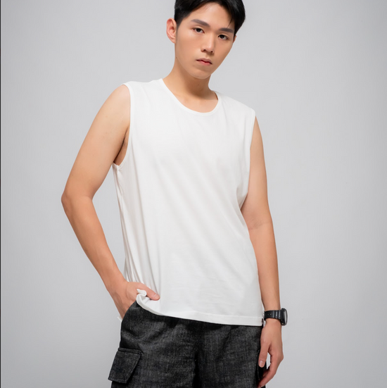 MEN'S SIDE SLIT TANK IVORY