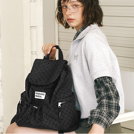 MINI VER. FLAP BACKPACK BLACK DOT