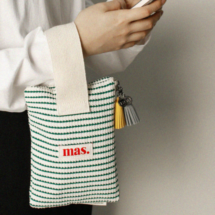 STRAP POUCH WAFFLE STRIPE GREEN