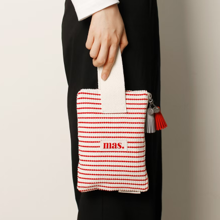 STRAP POUCH WAFFLE STRIPE RED