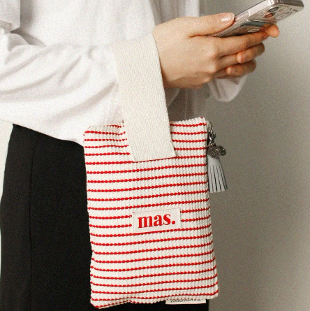 STRAP POUCH WAFFLE STRIPE RED