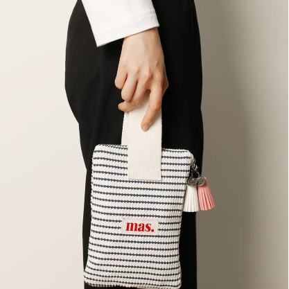 STRAP POUCH WAFFLE STRIPE NAVY