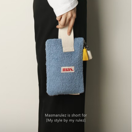 STRAP POUCH ROUGH TERRY BLUE