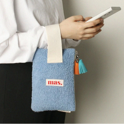 STRAP POUCH ROUGH TERRY BLUE