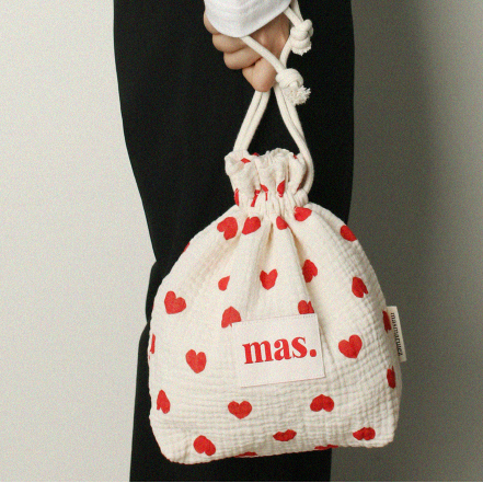 STRING POUCH RED HEART