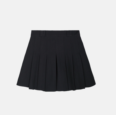 COTTON PLEATS MINI SKIRT BLACK