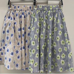 GARDEN STRIPE MIDI SKIRT NAVY